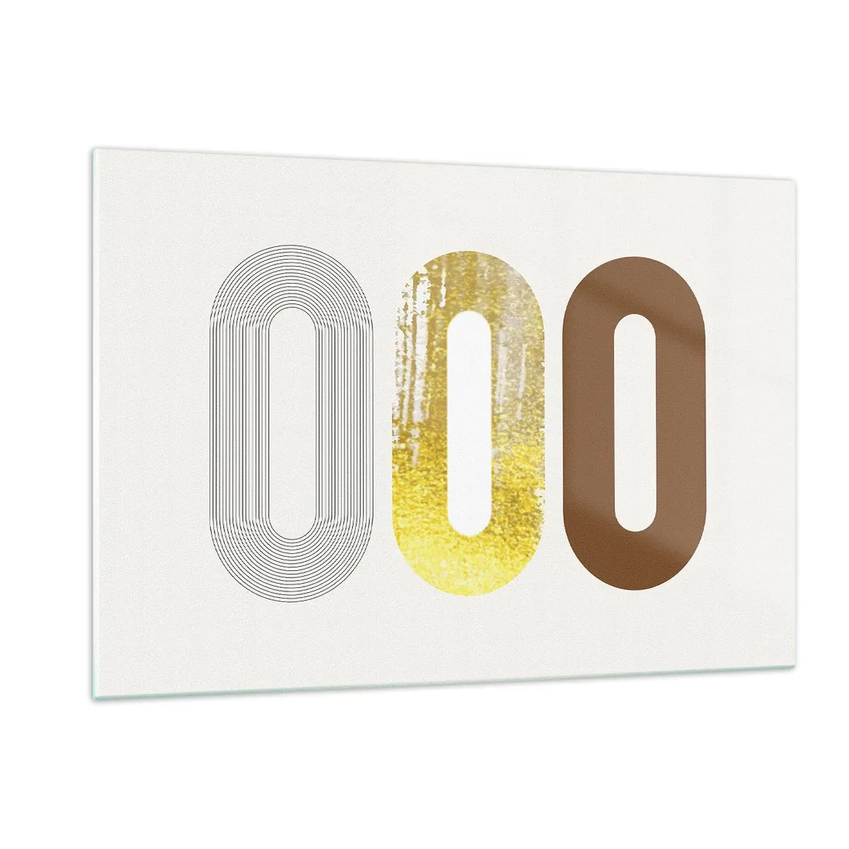 Quadro su vetro - Grafica geometrica moderna in oro e bronzo - 120x80cm - Ohh! - Decorazione murale moderna per soggiorno e camera da letto ARTTOR
