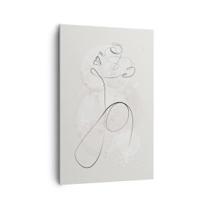 Quadro su tela - Stampe su Tela - Contorno del viso minimalista con un fiore su uno sfondo chiaro - 80x120cm - La spirale della bellezza - Decorazione murale moderna per soggiorno e camera da letto ARTTOR