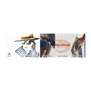 Campione di Fotomurale Premium Sand - La Florida dà il benvenuto! - Volto di donna, Ritratto di una donna, Moda - 100x30 cm