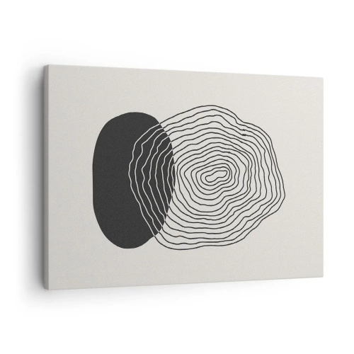 Quadro su tela - Stampe su Tela - Motivo astratto con linee e forme in bianco e nero - 70x50cm - Durata e vibrazione - Decorazione murale moderna per soggiorno e camera da letto ARTTOR