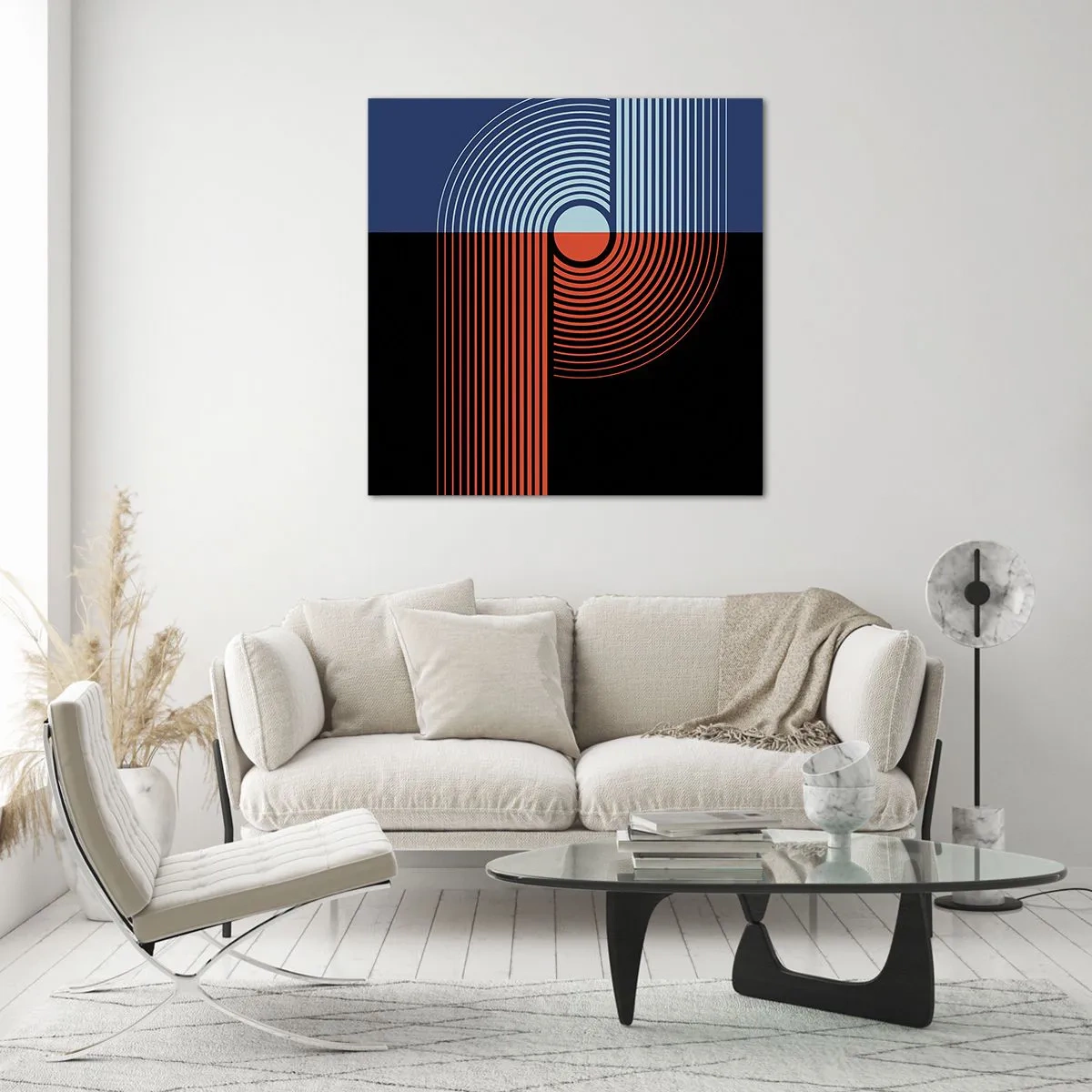 Quadro su vetro - Nell'abbraccio geometrico - 70x70 cm