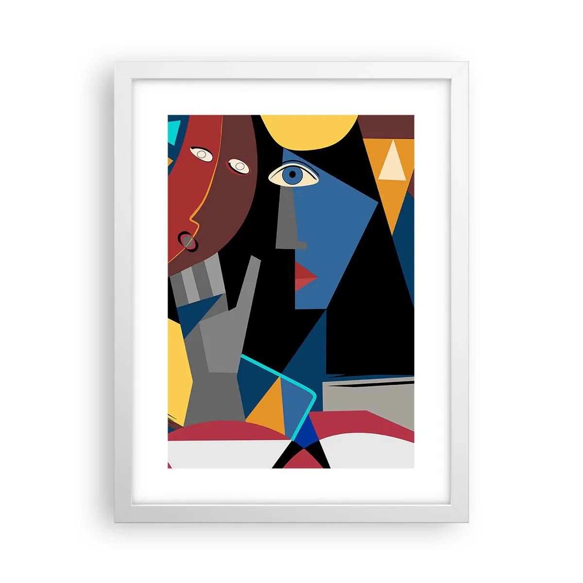 Poster in cornice bianca - Dialogo di cubisti - 30x40 cm