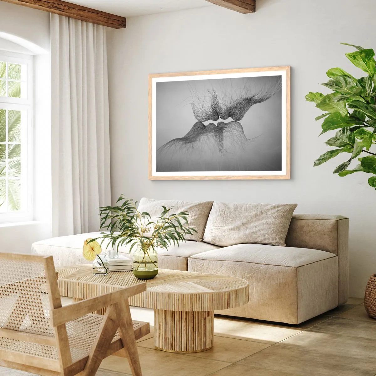 Poster in cornice rovere chiaro - Il bacio del vento - 50x40 cm