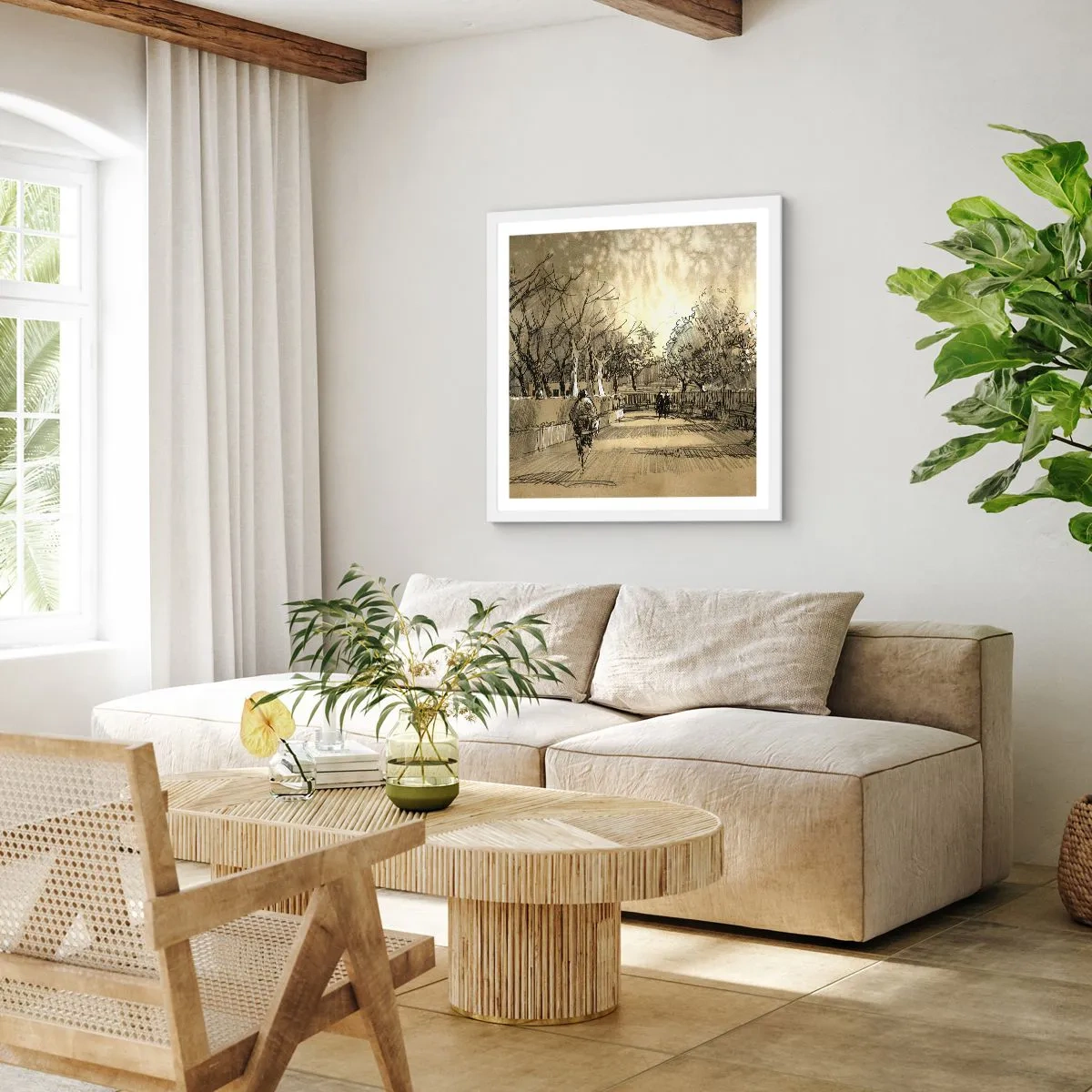 Poster in cornice bianca - Attimo fermato con la penna - 50x50 cm