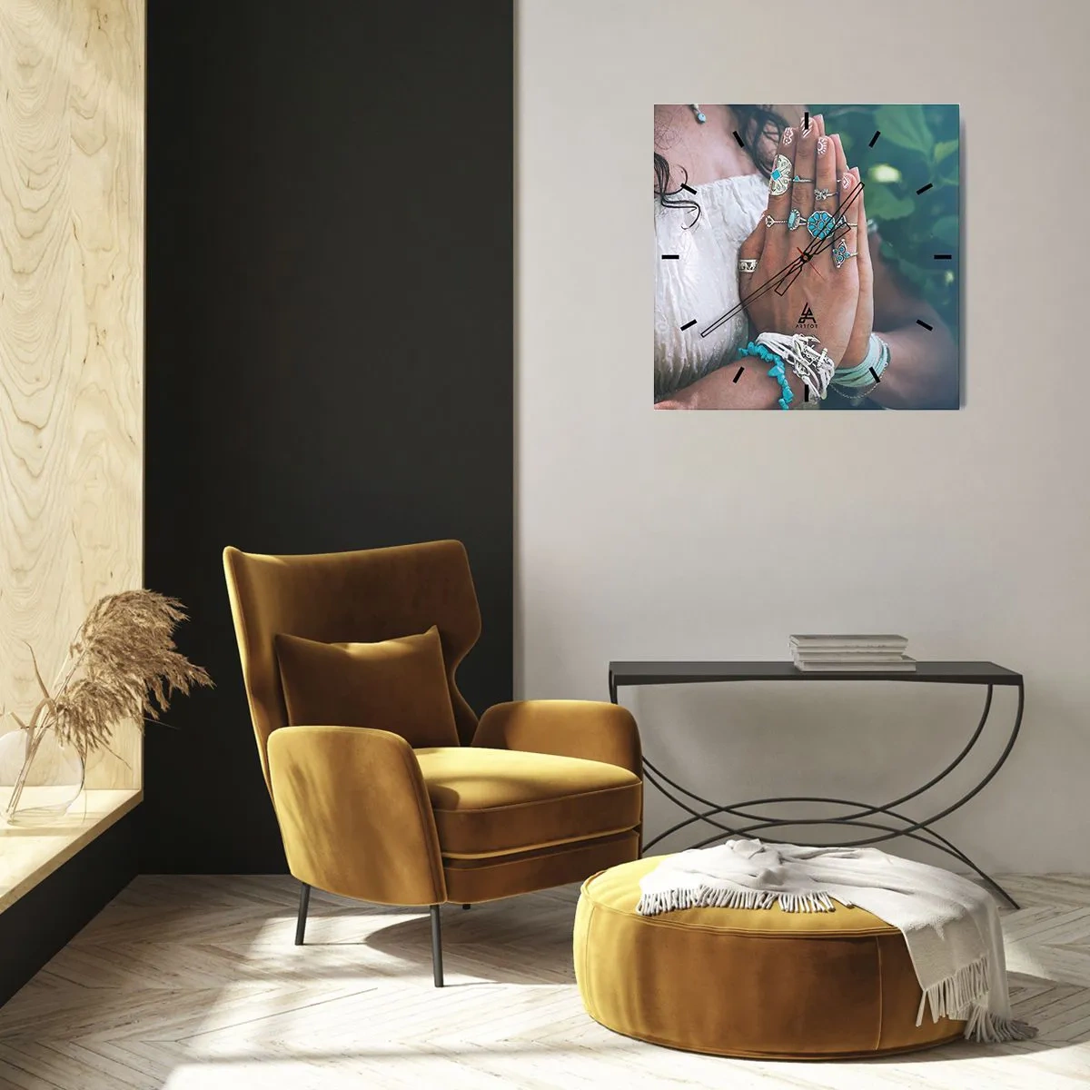 Orologio da parete - Orologio in Vetro - Benvenuto al centro dell'essere - 40x40 cm