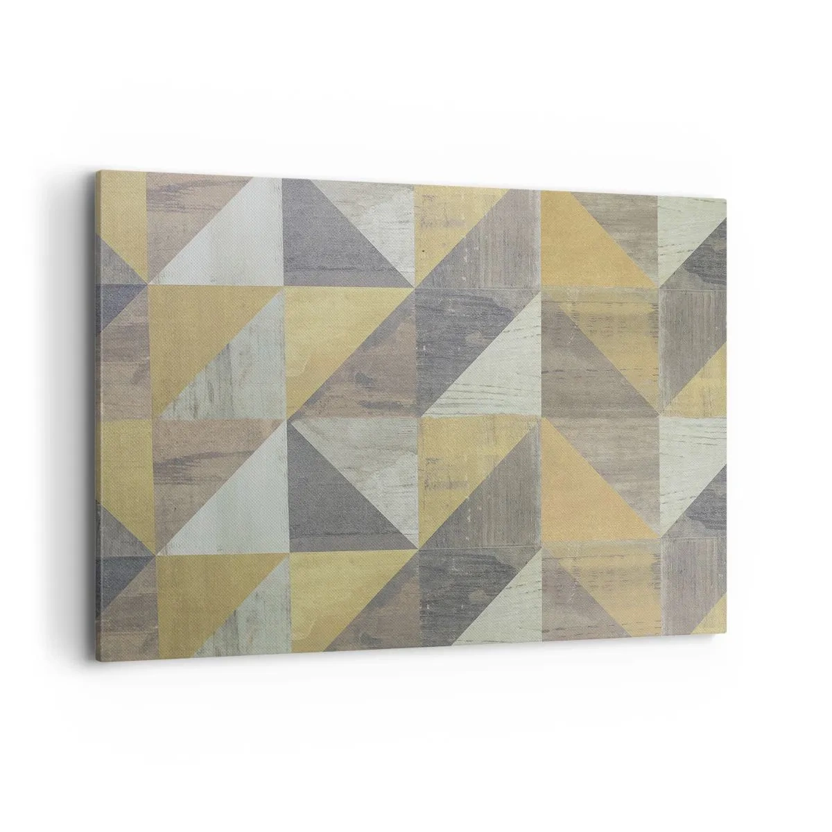 Quadro su tela - Stampe su Tela - Composizione geometrica di triangoli in tonalità terrose - 100x70cm - Secondo i triangoli - Decorazione murale moderna per soggiorno e camera da letto ARTTOR