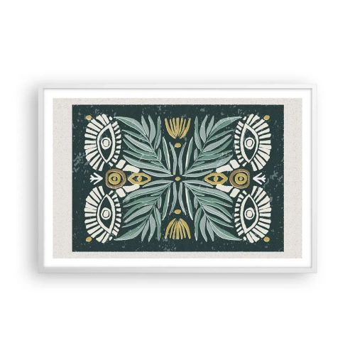 Poster in cornice bianca - Geometrie di arte popolare - 91x61 cm