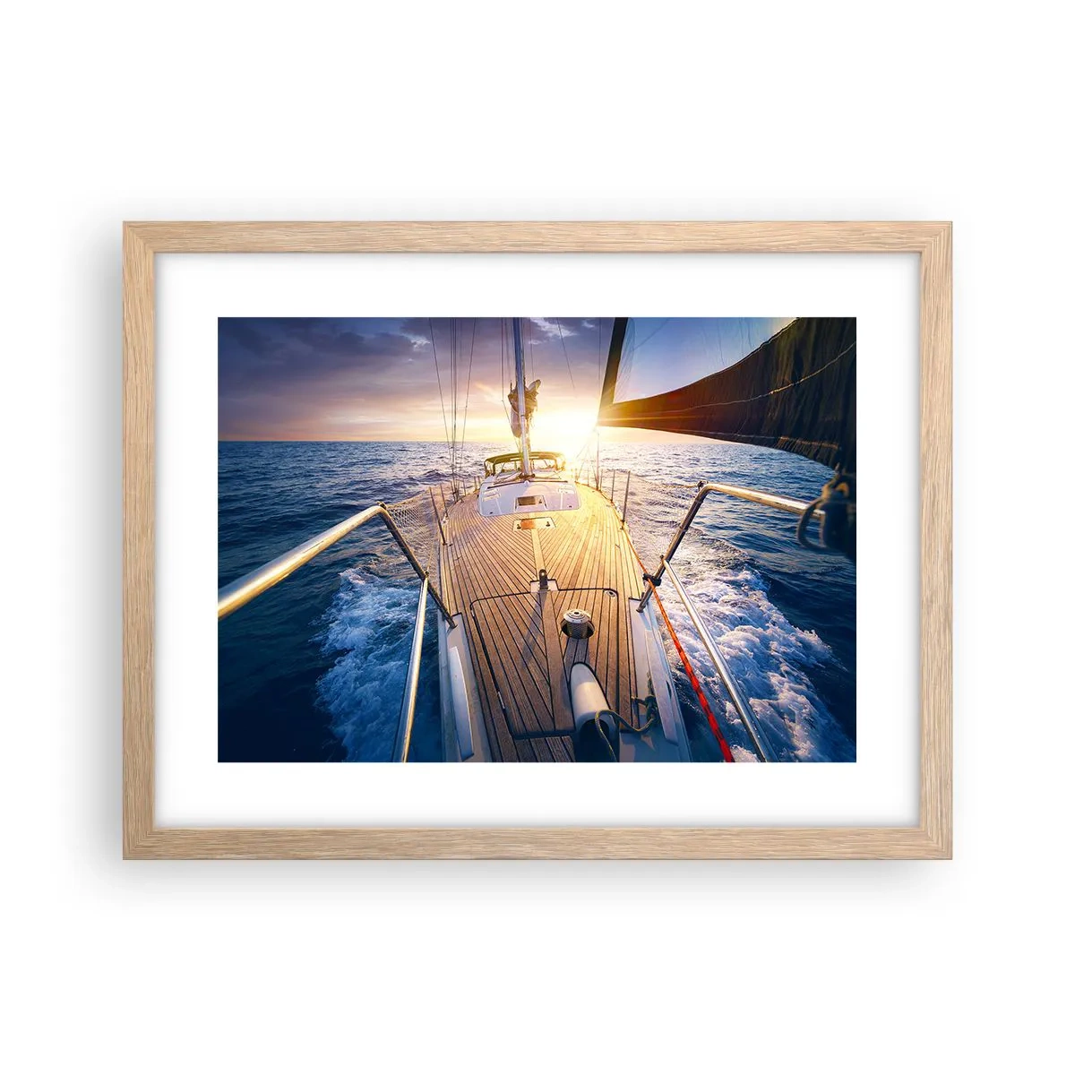 Poster in cornice rovere chiaro - Correndo sulle onde - 40x30 cm