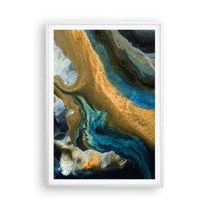 Poster in cornice bianca - Blu-oro: influenza reciproca - 70x100 cm