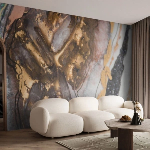 Fotomurali Standard Eco - Un motivo astratto ispirato alla struttura di un minerale - 100x70cm - L'elemento della terra - Decorazione murale moderna per soggiorno e camera da letto ARTTOR