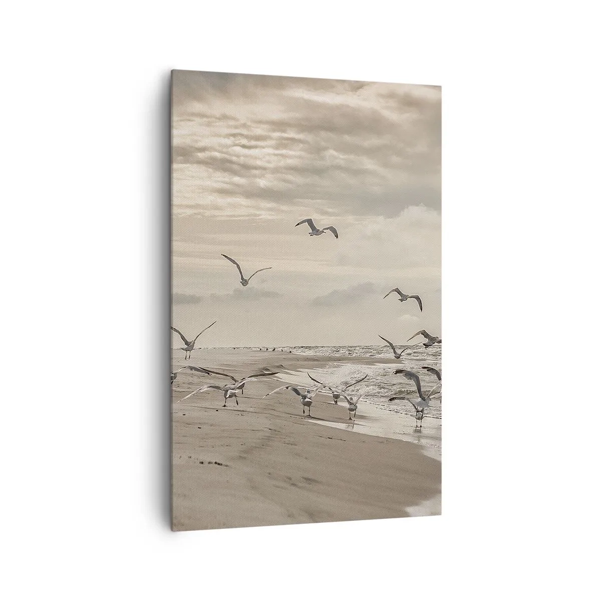 Quadro su tela - Stampe su Tela - Un gabbiano in volo sopra un paesaggio costiero - 80x120cm - Brusio del mare, canto degli uccelli - Decorazione murale moderna per soggiorno e camera da letto ARTTOR