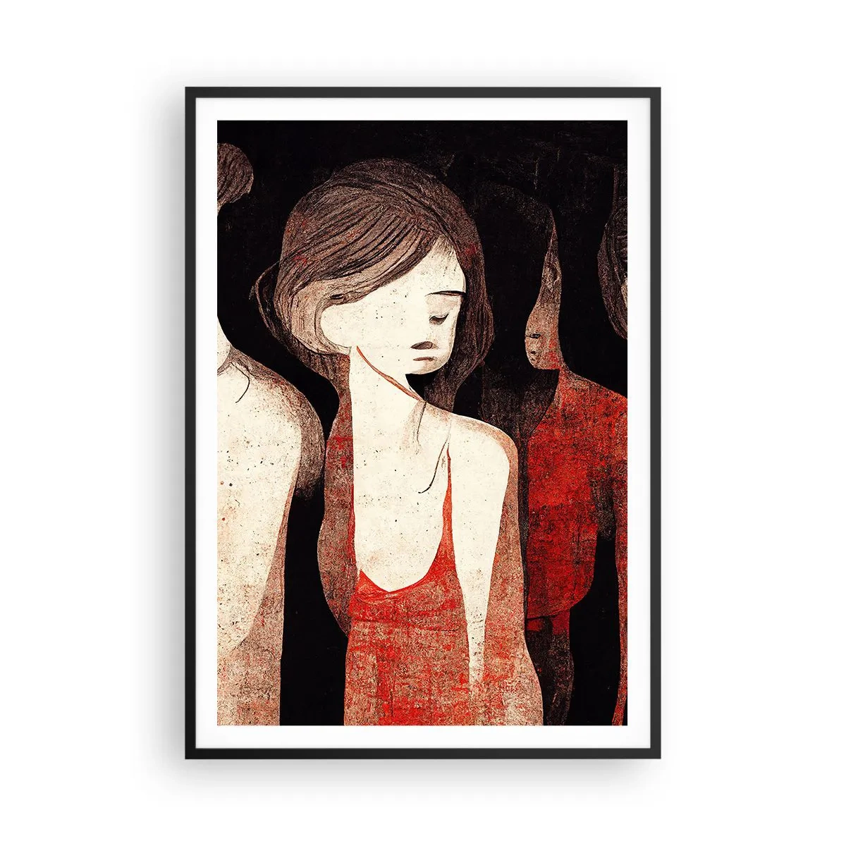 Poster in cornice nera - Madonne nell'oscurità - 70x100 cm
