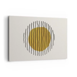Quadro su tela - Stampe su Tela - Un motivo minimalista con un cerchio giallo e linee nere. - 120x80cm - Astrazione fremente di calore - Decorazione murale moderna per soggiorno e camera da letto ARTTOR