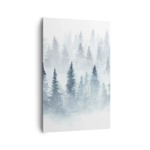 Quadro su tela - Stampe su Tela - Foreste di conifere immerse in una delicata nebbia - 80x120cm - Avvolti nella nebbia - Decorazione murale moderna per soggiorno e camera da letto ARTTOR