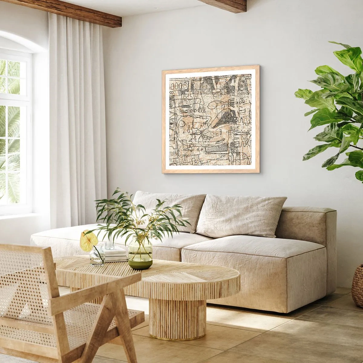 Poster in cornice rovere chiaro - In attesa di essere decifrato - 50x50 cm