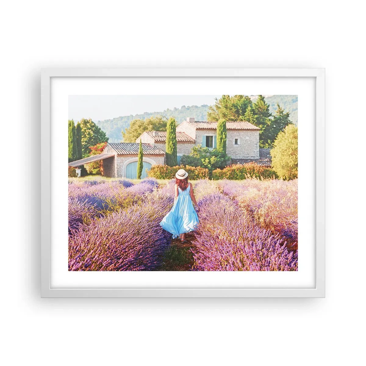 Poster in cornice bianca - La ragazza nella lavanda - 50x40 cm