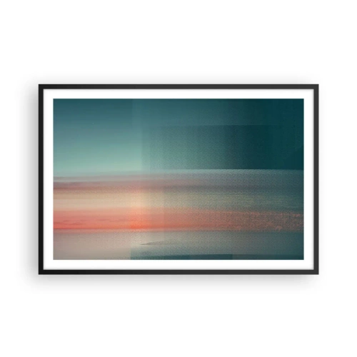 Poster in cornice nera - Astrazione: onde di luce - 91x61 cm