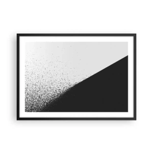 Poster in cornice nera - Astrazione minimalista in bianco e nero con punti sparsi - 70x50cm - Più veloce, sempre di più - Decorazione murale moderna per soggiorno e camera da letto ARTTOR