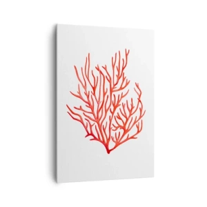 Quadro su tela - Stampe su Tela - Corallo rosso su sfondo bianco in stile minimalista - 70x100cm - Filigrana di corallo - Decorazione murale moderna per soggiorno e camera da letto ARTTOR