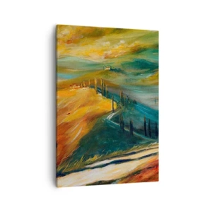 Quadro su tela - Stampe su Tela - Paesaggio toscano con campi, strada e cipressi - 50x70cm - Paesaggio toscano - Decorazione murale moderna per soggiorno e camera da letto ARTTOR