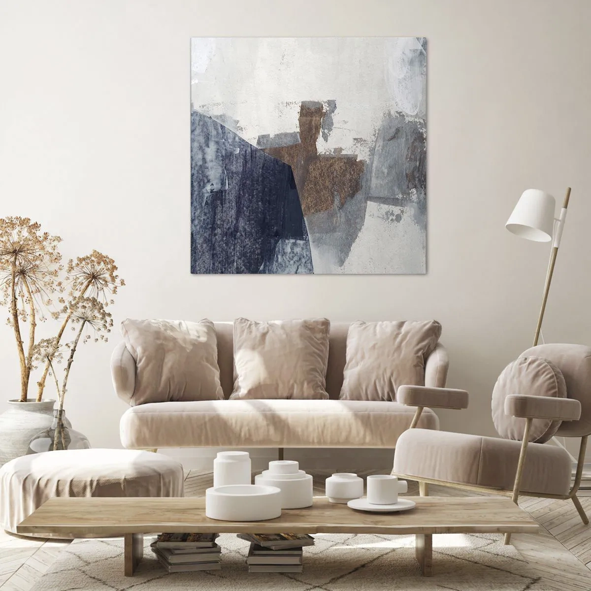 Quadro su tela - Stampe su Tela - Forme blu e marroni - 30x30 cm