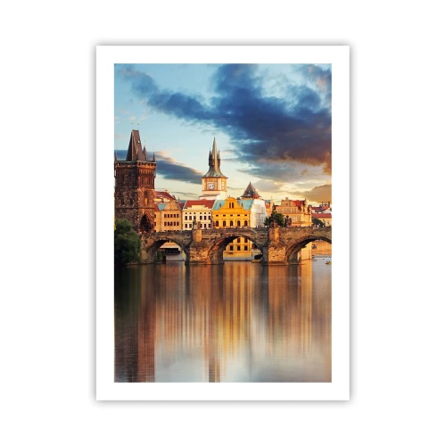 Poster - Ponte Carlo a Praga al tramonto - 50x70cm - Bella da secoli - Decorazione murale moderna per soggiorno e camera da letto ARTTOR