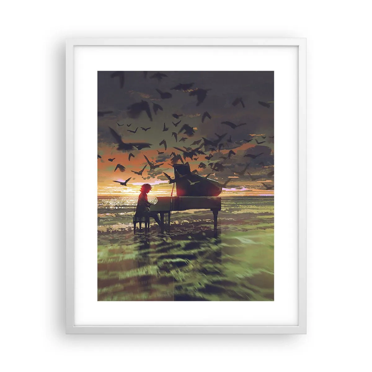 Poster in cornice bianca - Concerto per pianoforte e onde - 40x50 cm