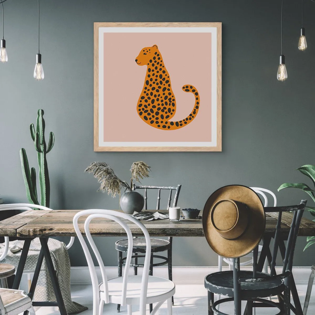 Poster in cornice rovere chiaro - Il leopardo è un motivo di moda - 60x60 cm