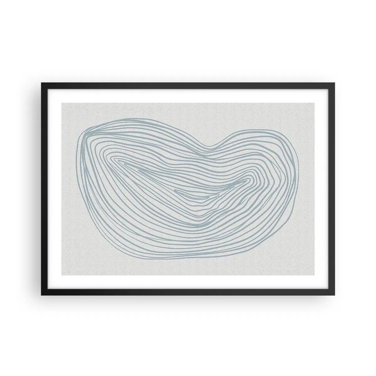 Poster in cornice nera - Motivo astratto a onde in delicato blu - 70x50cm - Il sorriso di una goccia - Decorazione murale moderna per soggiorno e camera da letto ARTTOR