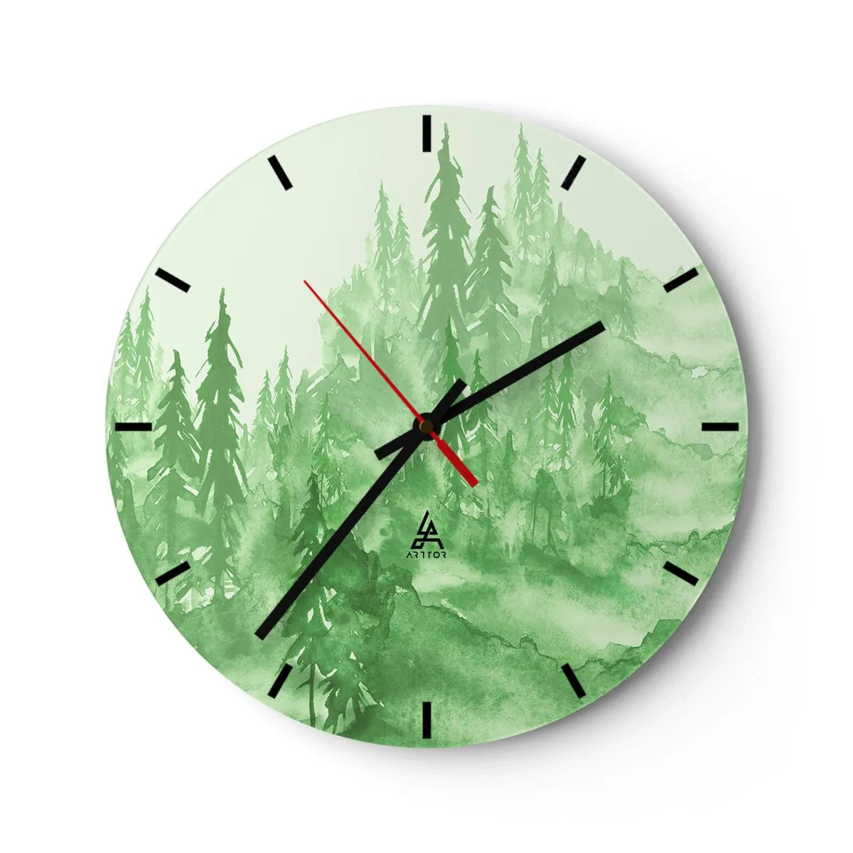 Orologio da parete - Orologio in Vetro - Sfocato da una nebbia verde - 40x40 cm