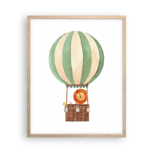 Poster in cornice rovere chiaro - I viaggi del leone - 40x50 cm