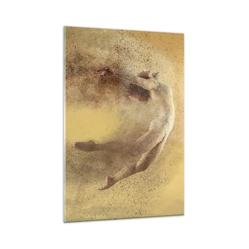 Quadro su vetro - Una figura in movimento dinamico con effetto di disintegrazione - 80x120cm - Nell'estasi della danza - Decorazione murale moderna per soggiorno e camera da letto ARTTOR