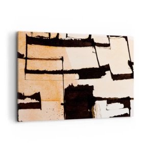 Quadro su tela - Stampe su Tela - Motivi geometrici nei toni del marrone e del beige - 100x70cm - Comunque in ordine - Decorazione murale moderna per soggiorno e camera da letto ARTTOR