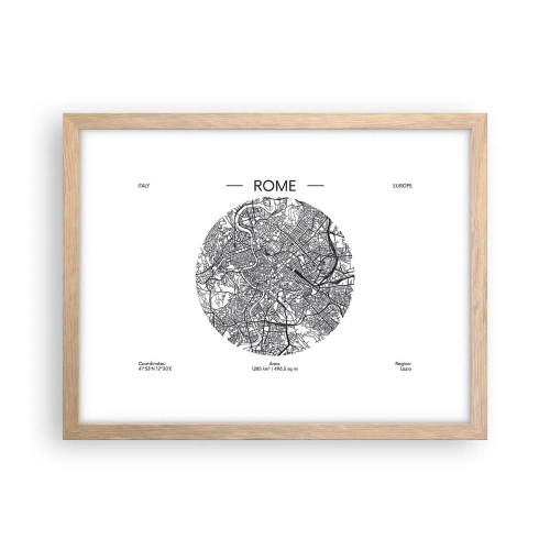 Poster in cornice rovere chiaro - Anatomia di Roma - 40x30 cm