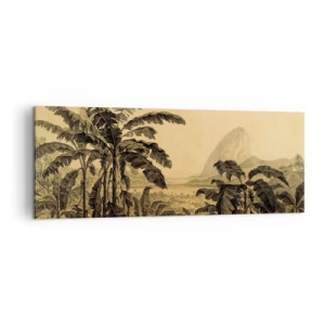 Quadro su tela - Stampe su Tela - Disegno di alberi di banana su uno sfondo di paesaggio tropicale - 140x50cm - Nel clima coloniale - Decorazione murale moderna per soggiorno e camera da letto ARTTOR