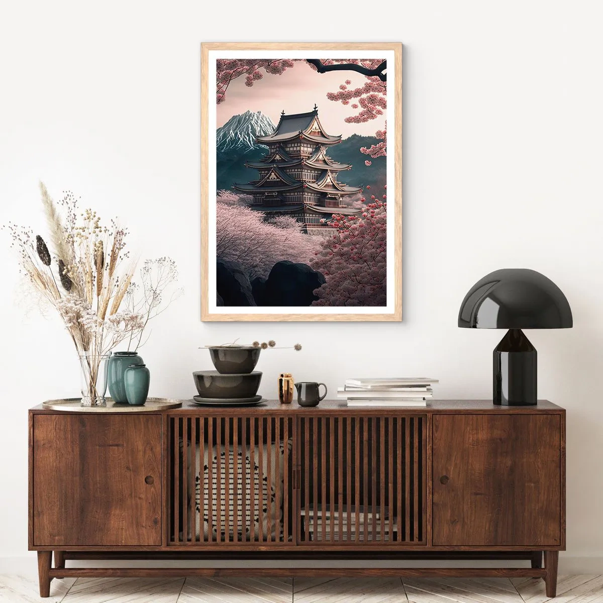 Poster in cornice rovere chiaro - Il Paese dei ciliegi in fiore - 40x50 cm