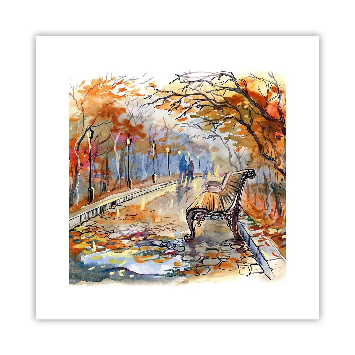 Poster - Passeggiando insieme l'autunno - 30x30 cm