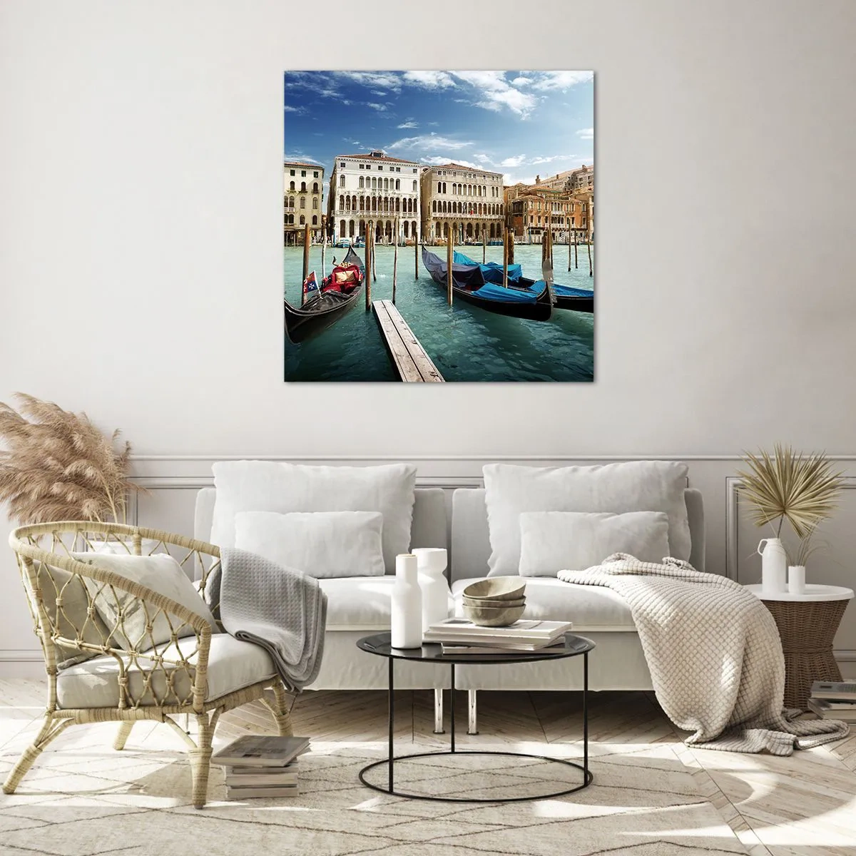 Quadro su vetro - Palazzi nel blu - 30x30 cm