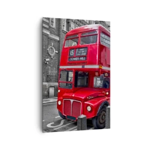 Quadro su tela - Stampe su Tela - Un autobus rosso a due piani a Londra sullo sfondo di un'architettura classica - 80x120cm - Sempre lo stesso - Decorazione murale moderna per soggiorno e camera da letto ARTTOR