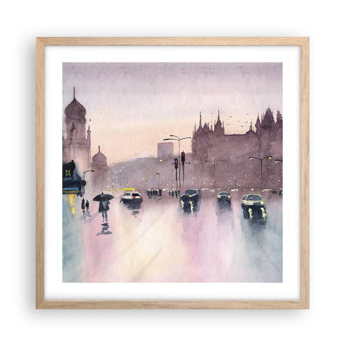 Poster in cornice rovere chiaro - Nella nebbia piovigginosa - 50x50 cm