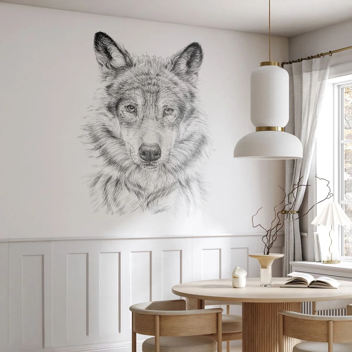 Fotomurali Premium Canvas - Condottiero nato - Lupo, Schizzo, scandinavo - 250x175 cm