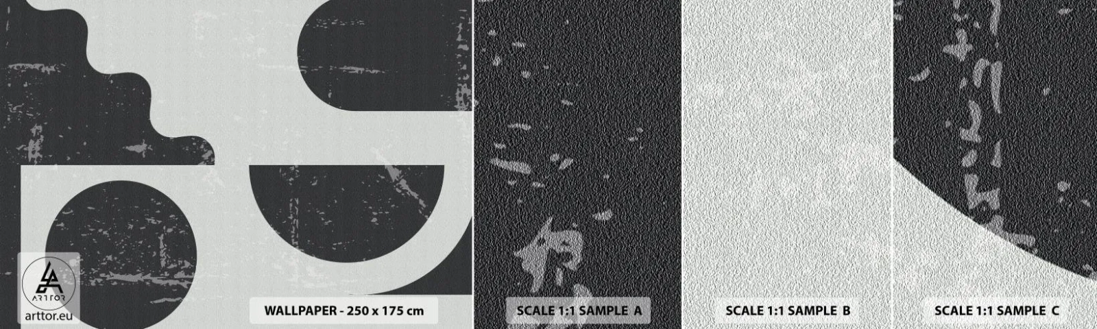 Campione di Fotomurale Adesivo Deluxe Sticker - Composizione sopra e sotto - Astrazione, Bianco e nero, Invecchiato - 100x30 cm