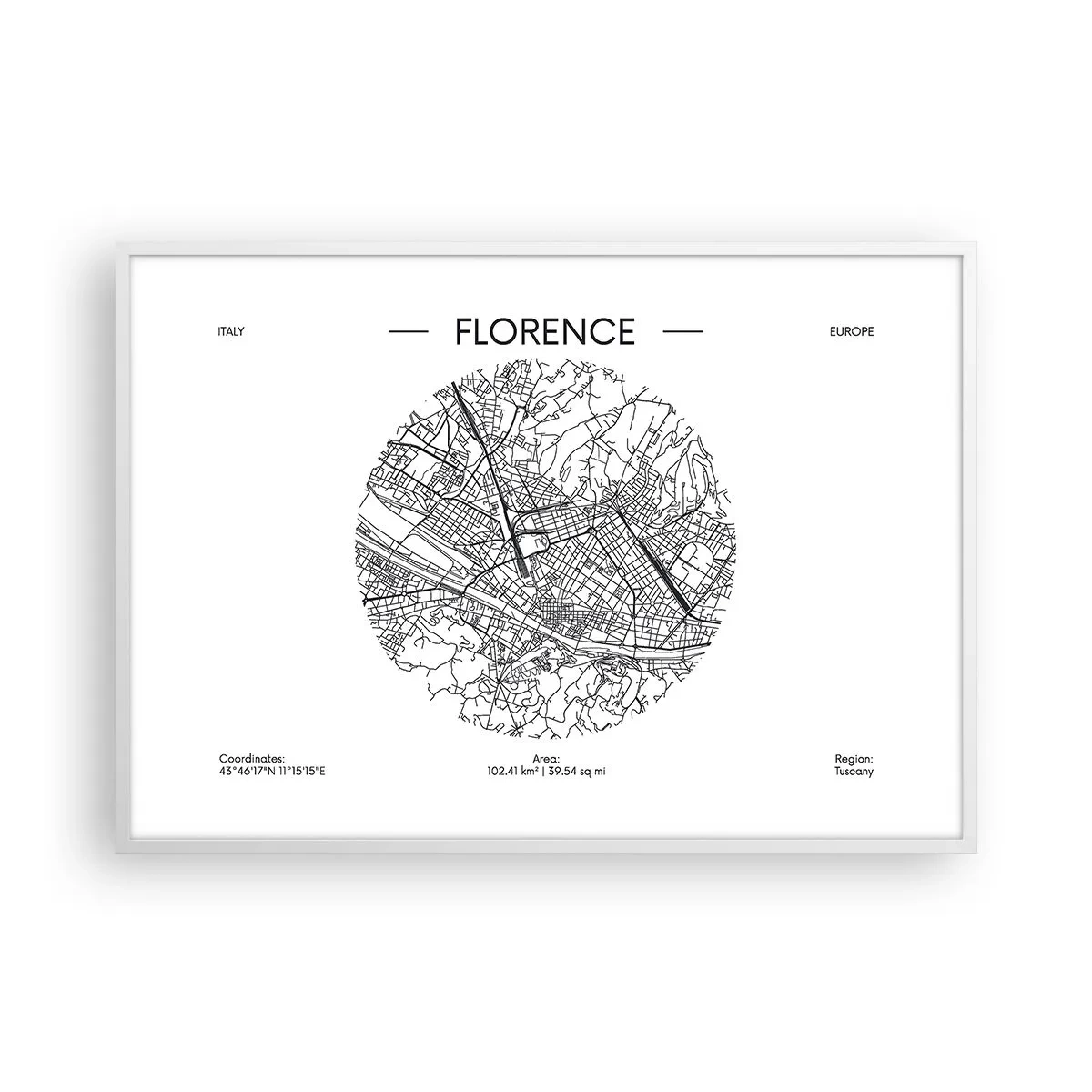 Poster in cornice bianca - Anatomia di Firenze - 100x70 cm