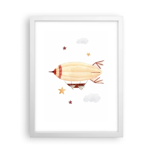 Poster in cornice bianca - Nave volante - 30x40 cm