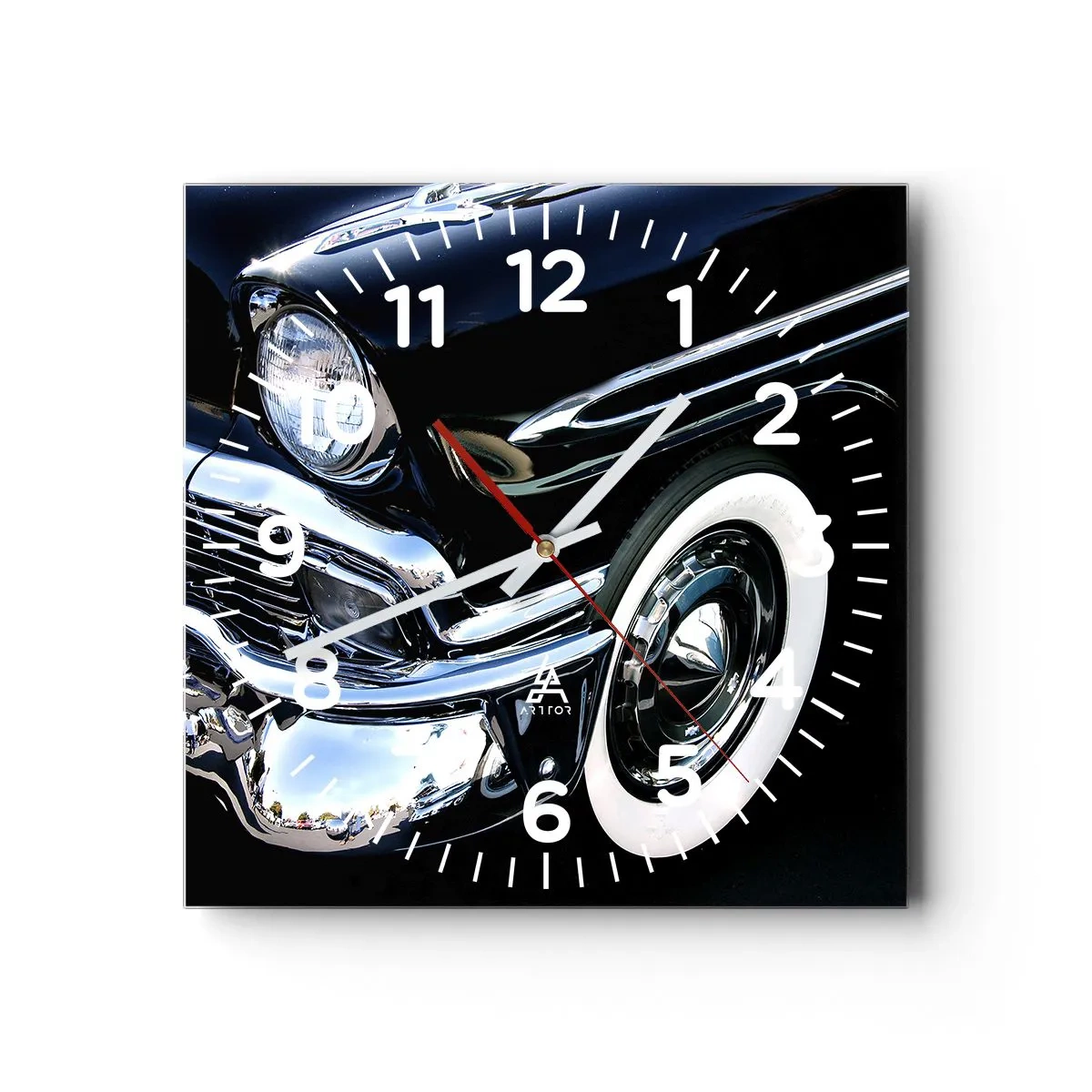 Orologio da parete - Orologio in Vetro - Classicità in argento, nero e bianco - 40x40 cm