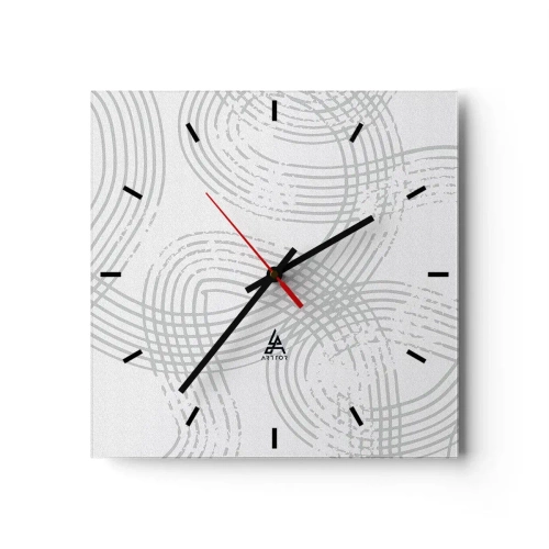 Orologio da parete - Orologio in Vetro - Un motivo sottile con linee intrecciate in tonalità chiare - 30x30cm - Non vi è una via diritta - Decorazione murale moderna per soggiorno e camera da letto ARTTOR