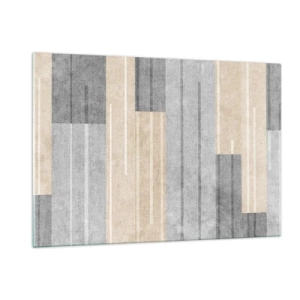 Quadro su vetro - Righe geometriche nei toni del grigio e del beige - 120x80cm - Composizione: rigare dritto - Decorazione murale moderna per soggiorno e camera da letto ARTTOR