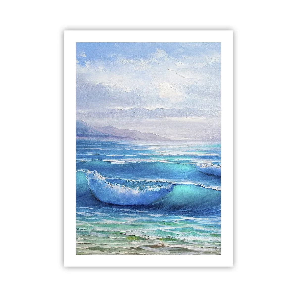 Poster - Onde del mare contro il cielo blu - 50x70cm - Porta sollievo - Decorazione murale moderna per soggiorno e camera da letto ARTTOR