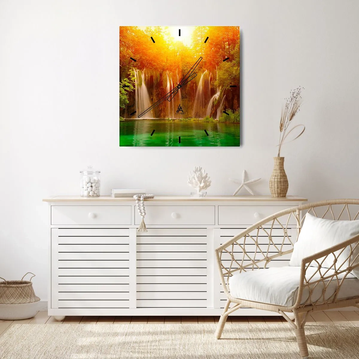 Orologio da parete - Orologio in Vetro - Al sole e all'ombra - 40x40 cm