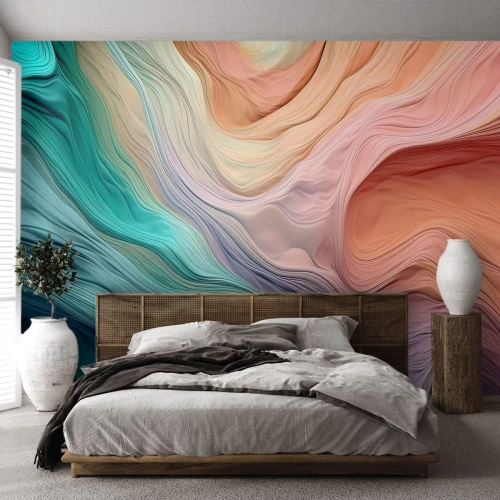 Fotomurali Standard Eco - Onda arcobaleno - Pastelli, Astrazione, Struttura - 150x105 cm